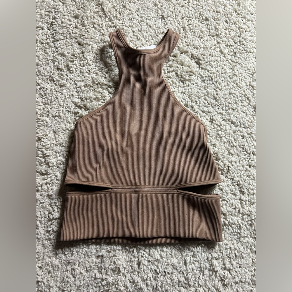Women’s Ribbed Brown Tank Top Apricot Lane NWT